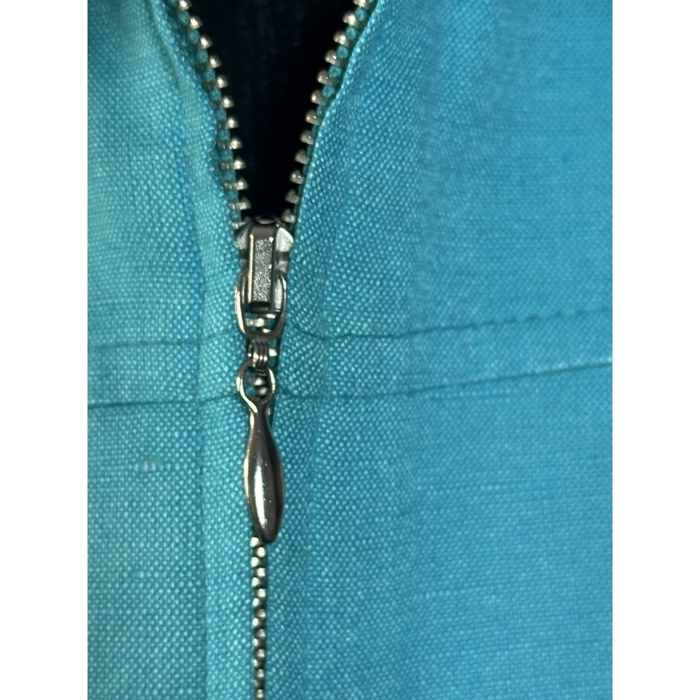 David N Petites Aqua Blue Linen Jacket Zip Up Lightweight Size (14) (See below) - Picture 12 of 16